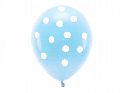 Balony Eco PartyDeco błękitne z białymi kropeczkami 6szt