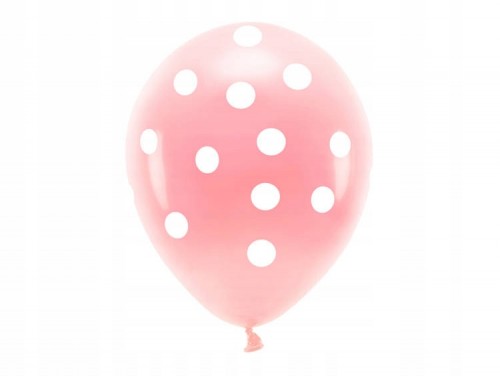 Balony Eco PartyDeco różowe z białymi kropeczkami 6szt