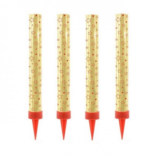 PartyDeco Fontanny na tort złoty 12 cm 4 szt.