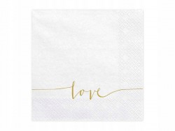 Serwetki Love, złoty 33x33cm 1op./20szt.