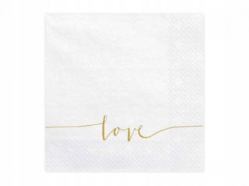 Serwetki Love, złoty 33x33cm 1op./20szt.