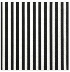 Serwetki Paski, czarny 33x33cm 1op./20szt.