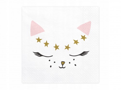 Serwetki Kotek, biały 33x33cm 1op./20szt.