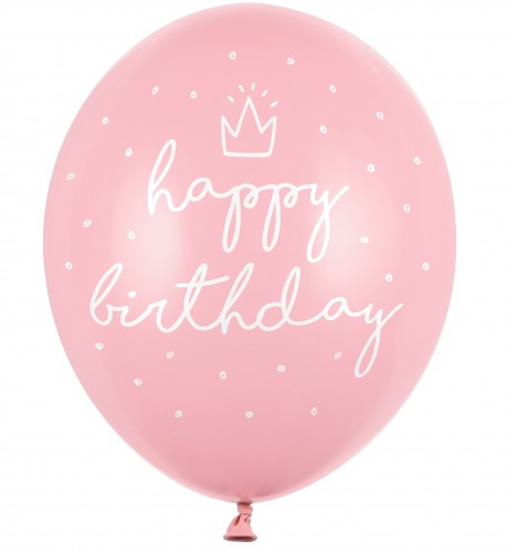 BALONY LATEKSOWE"HAPPY BIRTHDAY"RÓŻOWE 6 szt.
