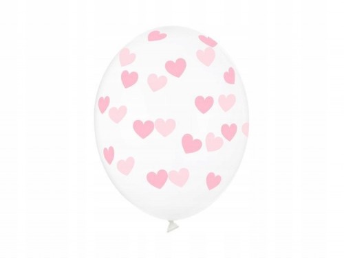 Balony 30 cm, Serduszka, Crystal Clear, 1op./50szt.